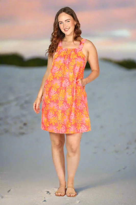 Clara Short Dress in Peach Jungle