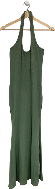 Gigi & Ella Green Ribbed Halter Maxi Dress UK M