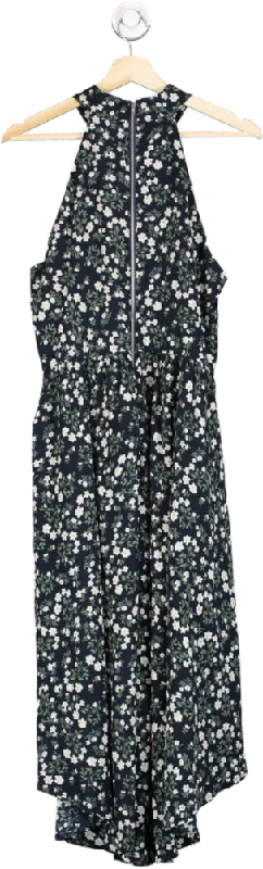 Mela London Navy Blue Halter Neck Floral Midi Dress UK 12