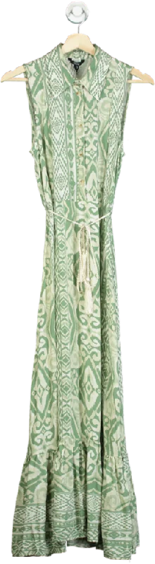 River Island Green Patterned Sleeveless Maxi Dress UK 6