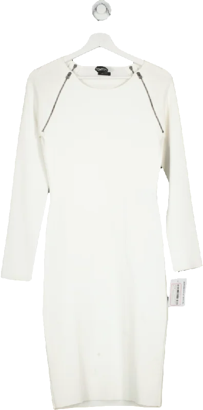 Tom Ford White Viscose Stretch Midi Dress UK S