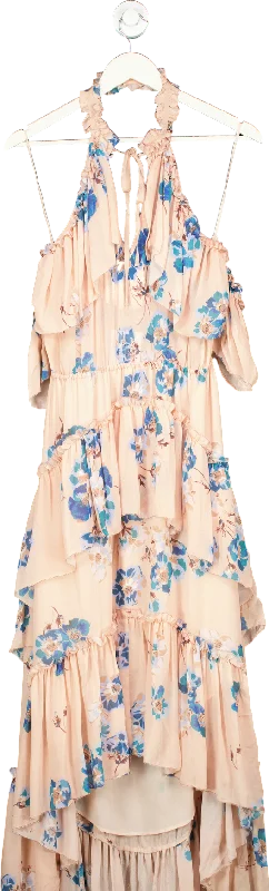 Ulla Johnson Peach Floral Maxi Dress UK 10