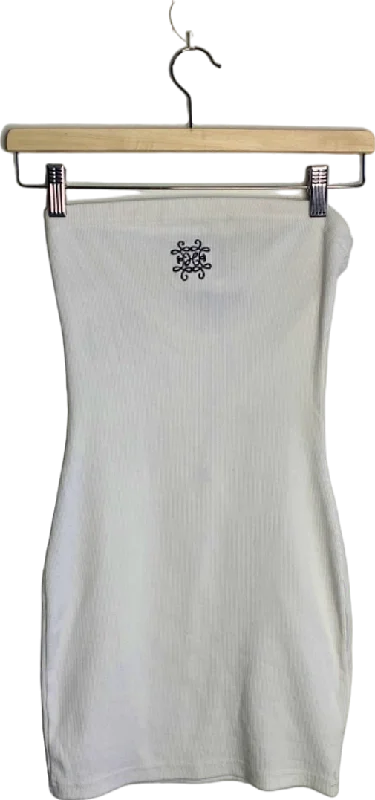 EGO White Ribbed Bodycon Dress UK 6