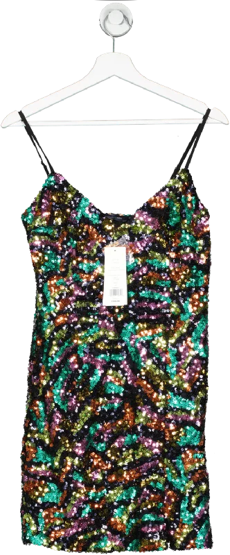 French Connection Multicoloured Evia Sequin Bodycon Dress UK 8