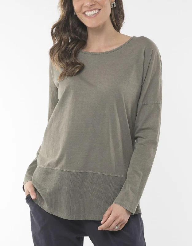 Fundamental Long Sleeve Rib Tee - Khaki