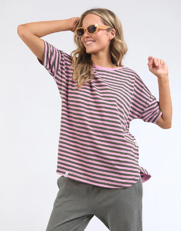 Lauren Short Sleeve Tee - Pretty Pink & Clover Stripe