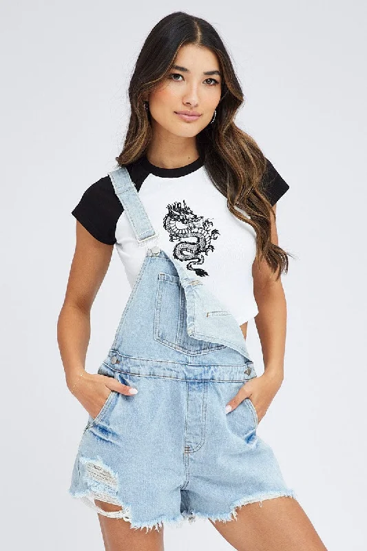 Denim Short Overall Jeans