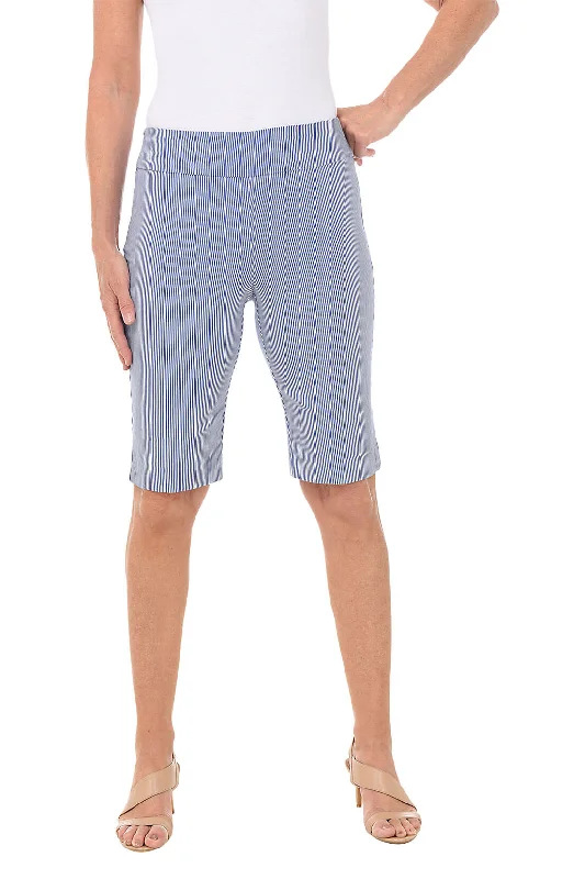 Petite Pinstripe Pull-On Bermuda Short