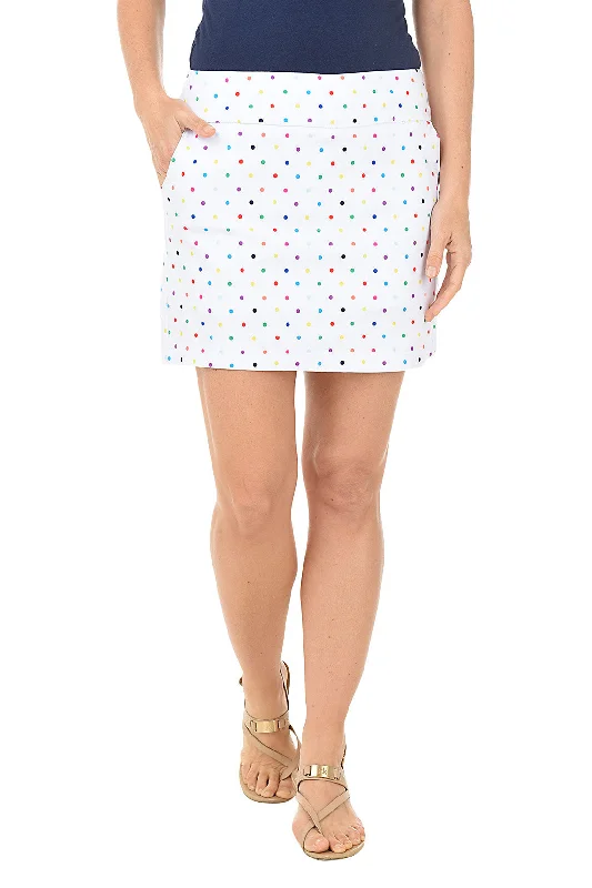 White Rainbow Dots Pull-On Skort