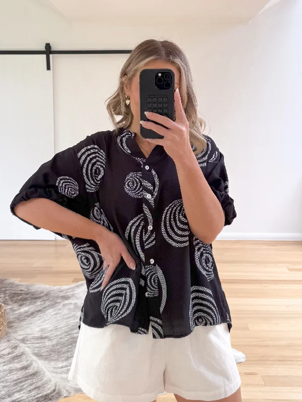 Mimi Blouse - Black Swirl