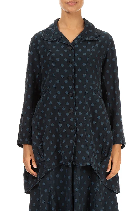 Dotty Midnight Blue Balloon Silk Jacket