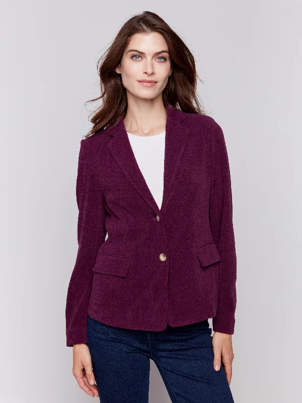 Knit Corduroy Blazer - Mulberry