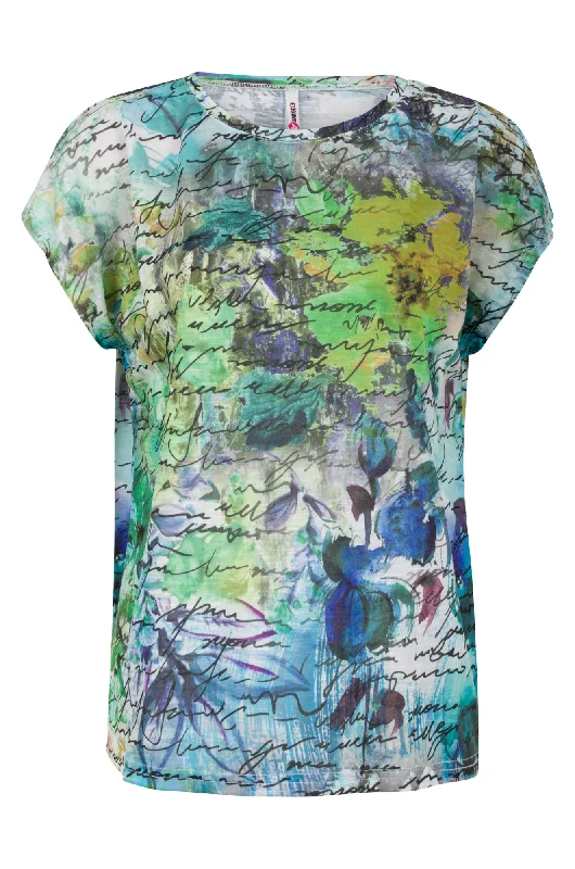 Placement print Top | Green Abstract Text | 3911AR