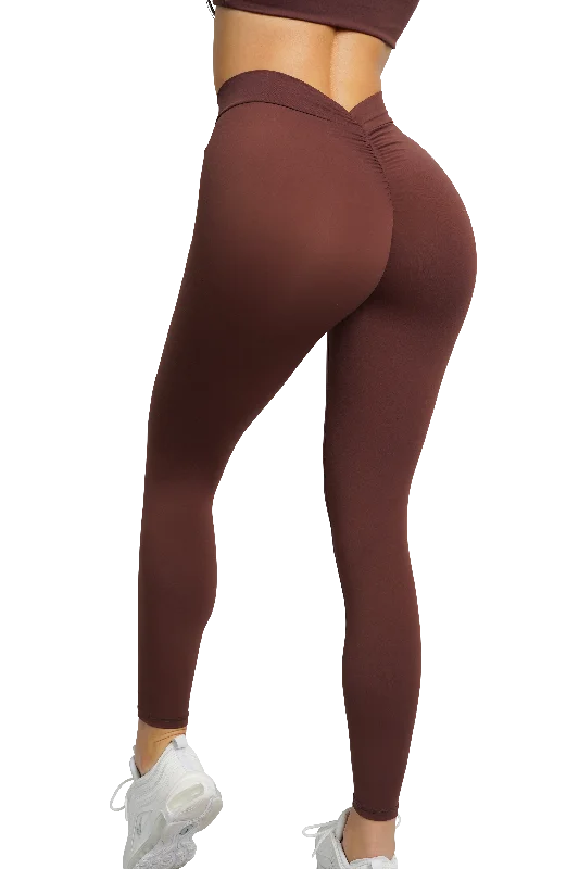 SCULPT V-BACK LEGGINGS - BROWN