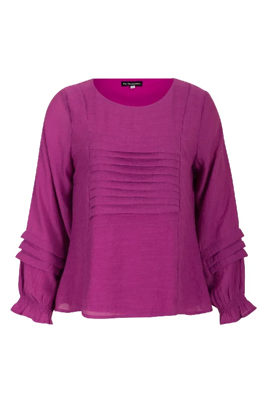 Viscose Blend pintuck front Tunic | MAGENTA | 0132AR