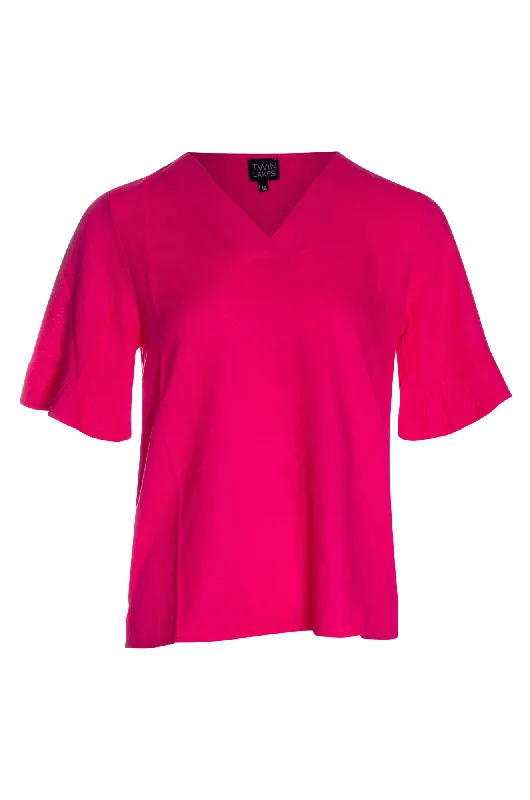 Viscose Linen Blend Top | CERISE | 6771AR