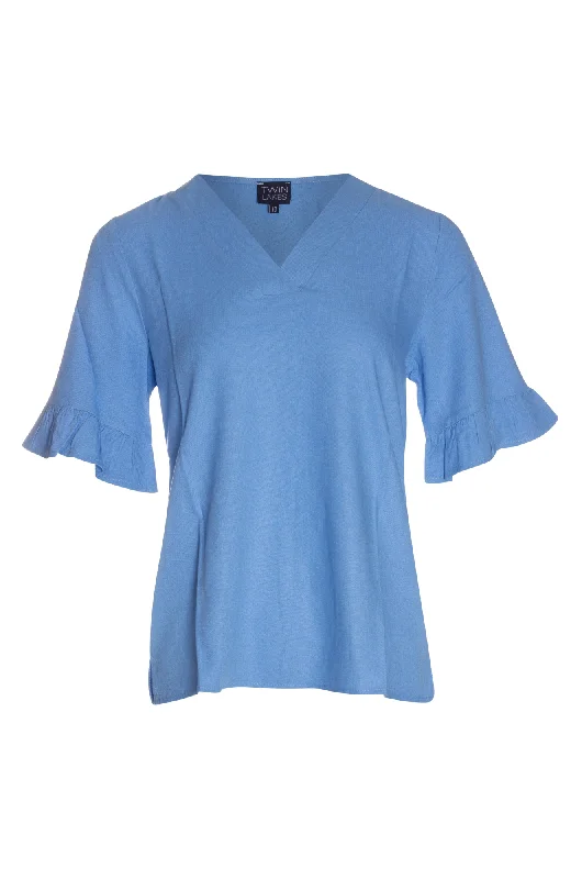 Viscose Linen Blend Top | SKY | 6771AR