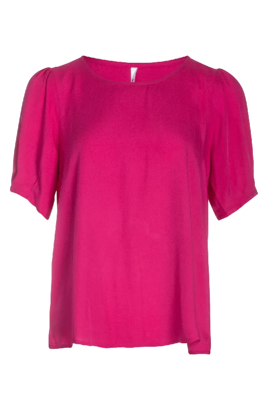 Viscose Top with puff sleeves | CERISE | 3310AR