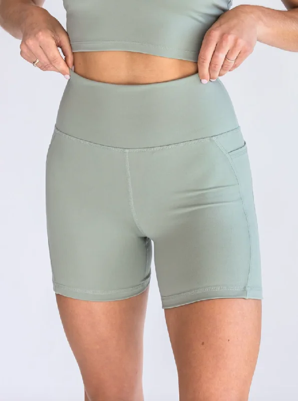 5'' Biker Short with Pockets - Dusty Sage