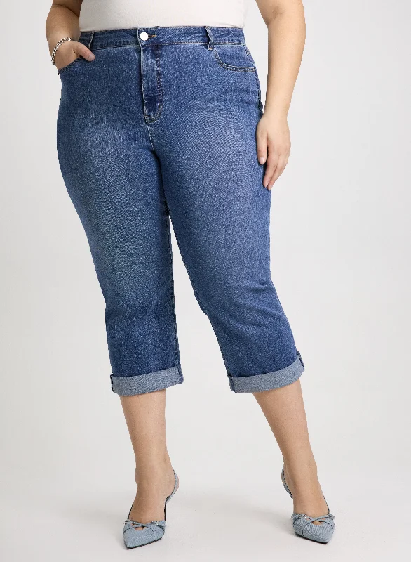 Rolled Cuff Denim Capris