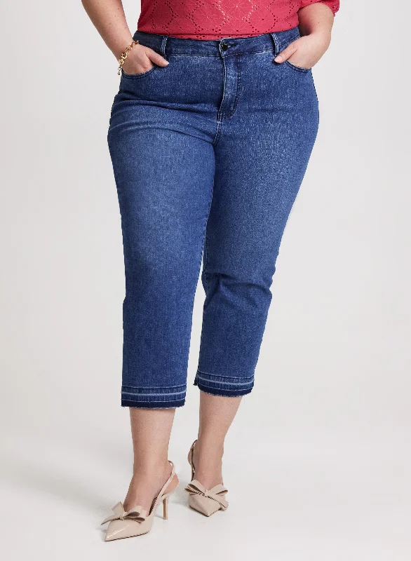 Faded Hem Capri Jeans