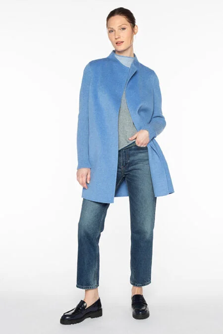 Kinross Cashmere Rib Sleeve Coat