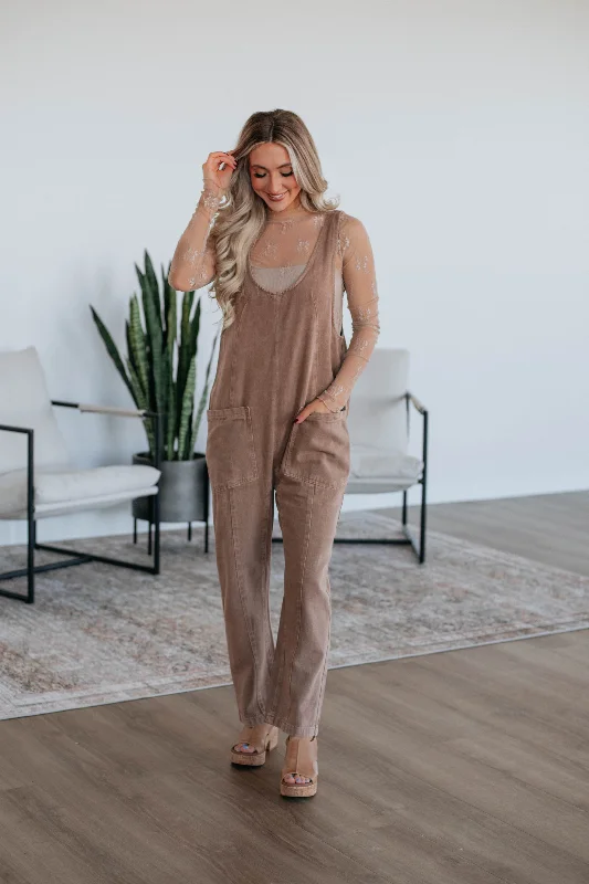 Marlow Denim Overalls - Mocha