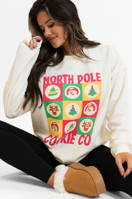 North Pole Cookie Company Cream Oversized Graphic Sweatshirt