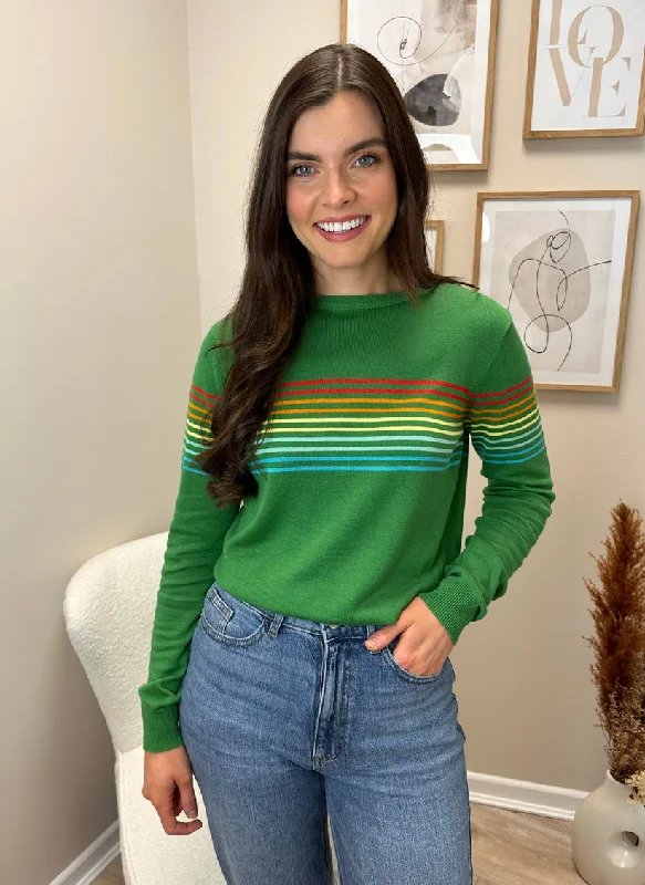 Sugarhill Rita Jumper Rainbow Lines Green