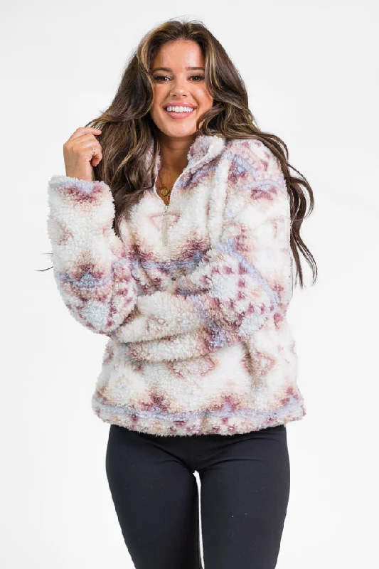 Way Out There Southwestern Print Sherpa Pullover