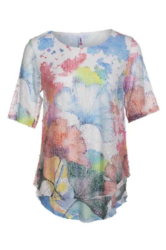 Overlay Mesh Tunic | Multi Watercolour Fan | 3971AR