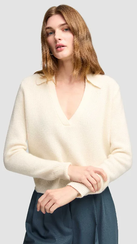 Polo Sweater in Wool Cashmere | Cream